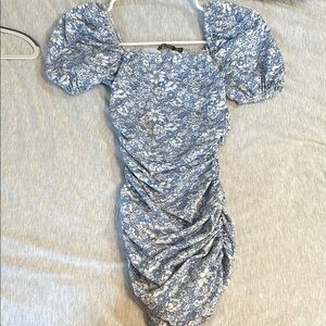 Floral Blue Puff Sleeve Dress